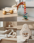 Lekpaket 0–12 månader i naturmaterial – Grapat och Wooden Story
