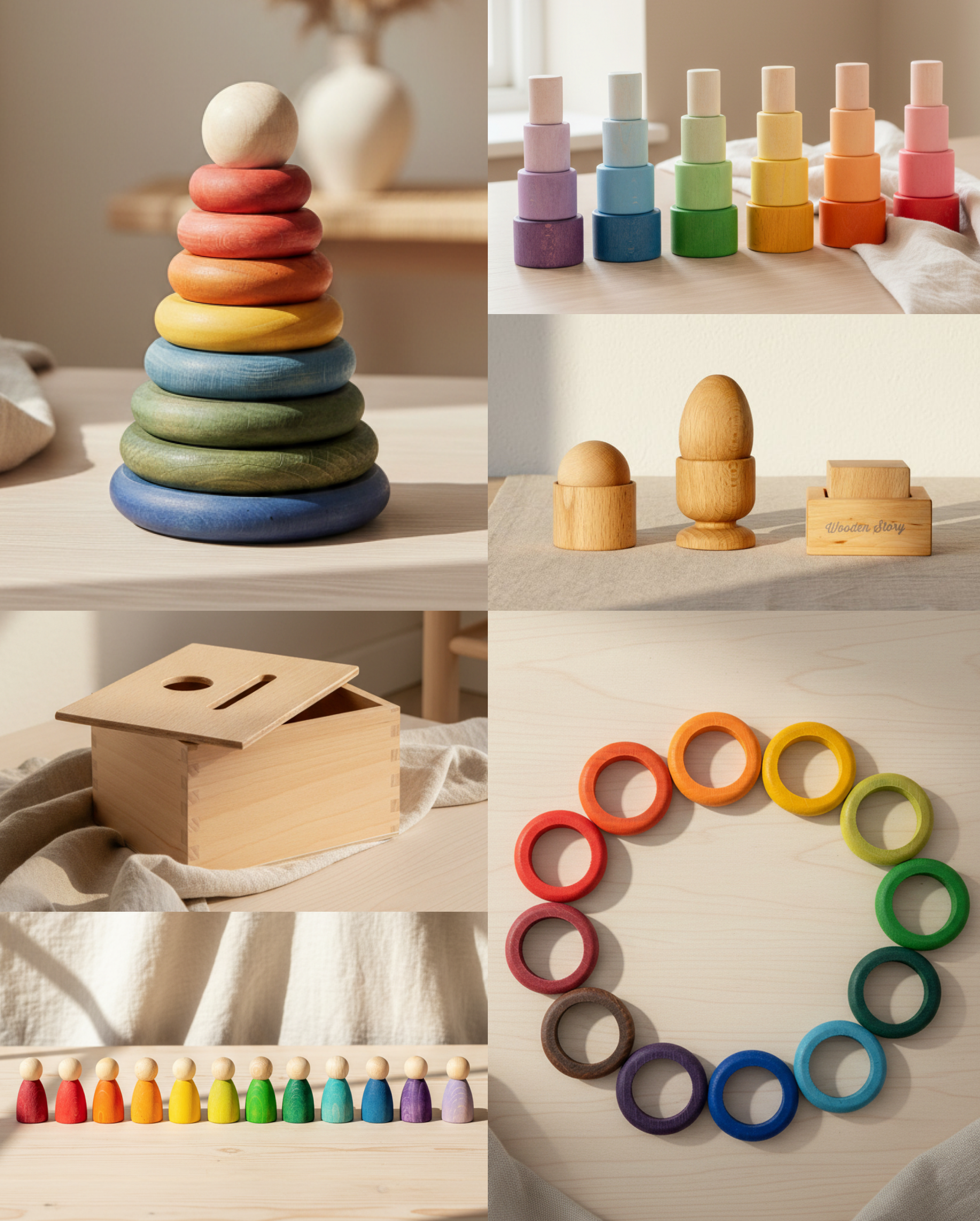 Lekpaket 1–2 år i naturmaterial – Grapat och Wooden Story
