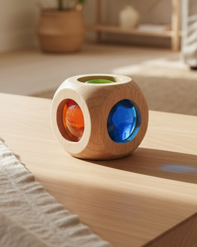Magic Cube transparent ljusblock i trä – Bauspiel
